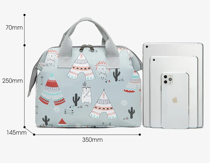 防水ナイロンおむつバッグ|持ち運びおむつ収納 35×25×14.5cm(フリーサイズ)