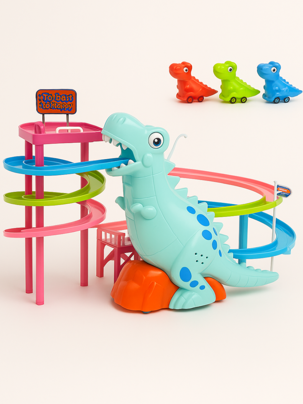 恐竜スライドレース 知育おもちゃ 音楽&ライト付きすべり台トイ 3歳頃から