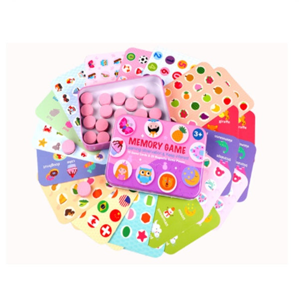 カラーボックスパッケージに入った木製カラー記憶チェスのセット