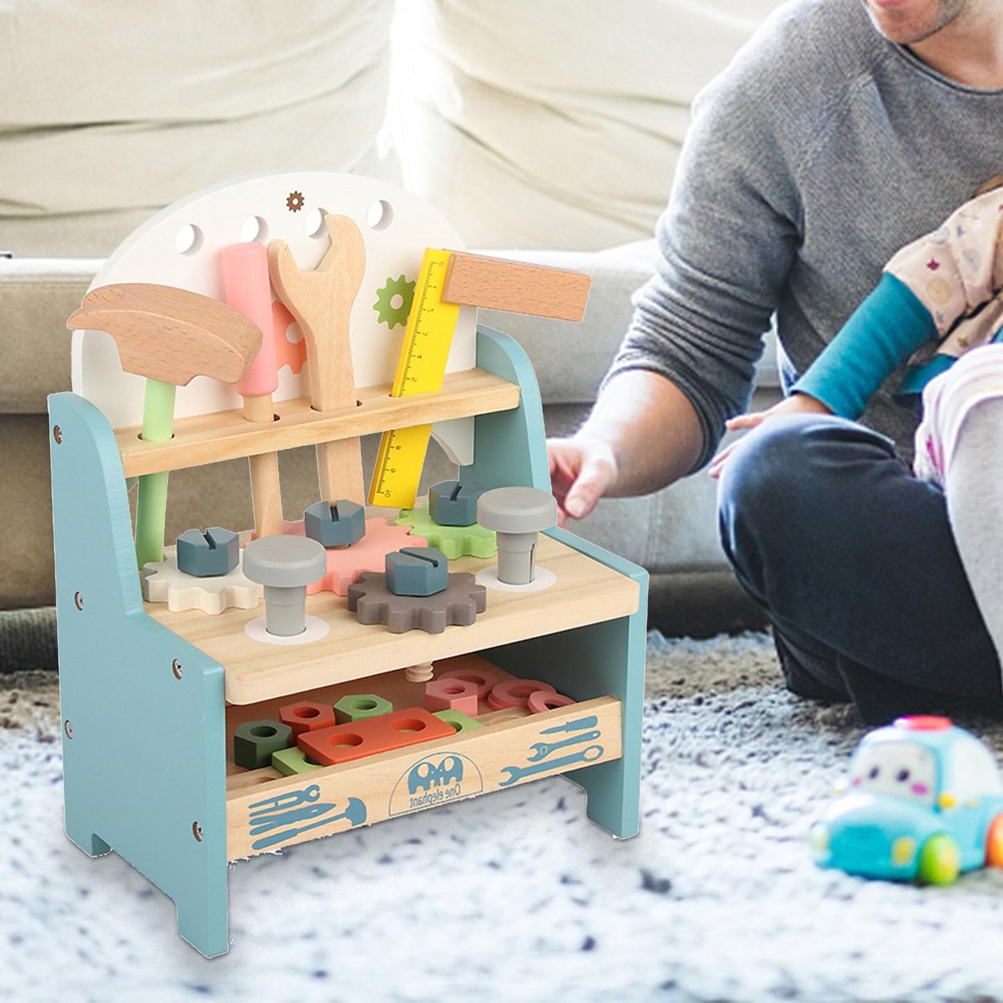 ハンマーやネジ付き 木製組み立てツールセット 幼児向け