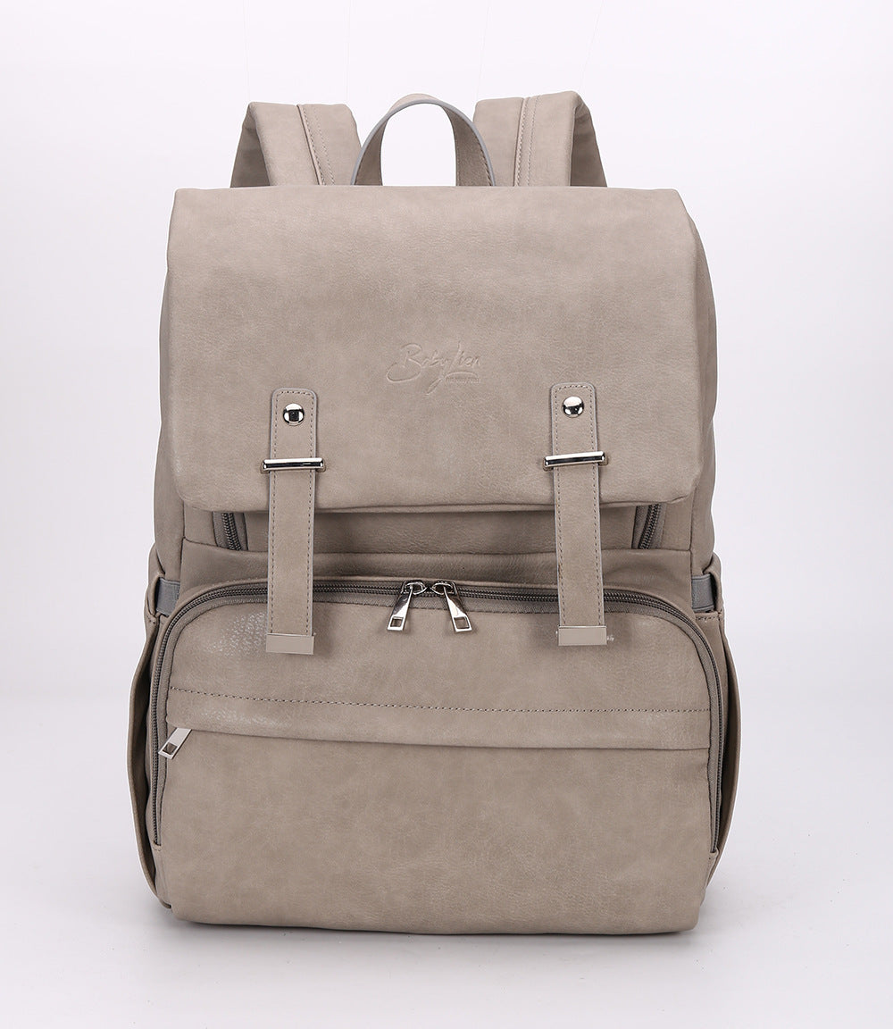 【PUレザー】大容量マザーズリュック 36〜55L ダブルストラップ ファスナー開閉 サンドイッチポケット内蔵 通勤・旅行収納