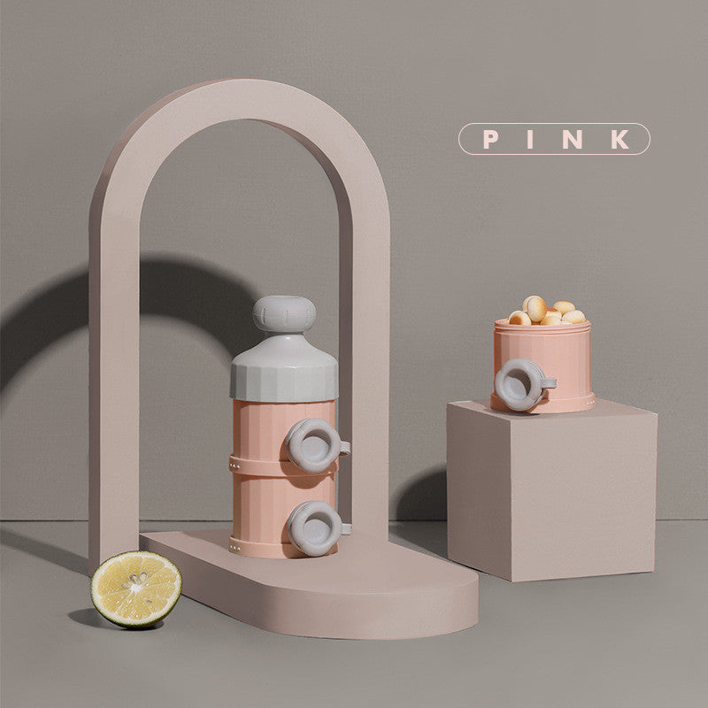 外出ミルク作りが快適に整う 3層小分けベビー粉ミルクケース 大容量スタッキング収納 PP素材 シリコン栓付き