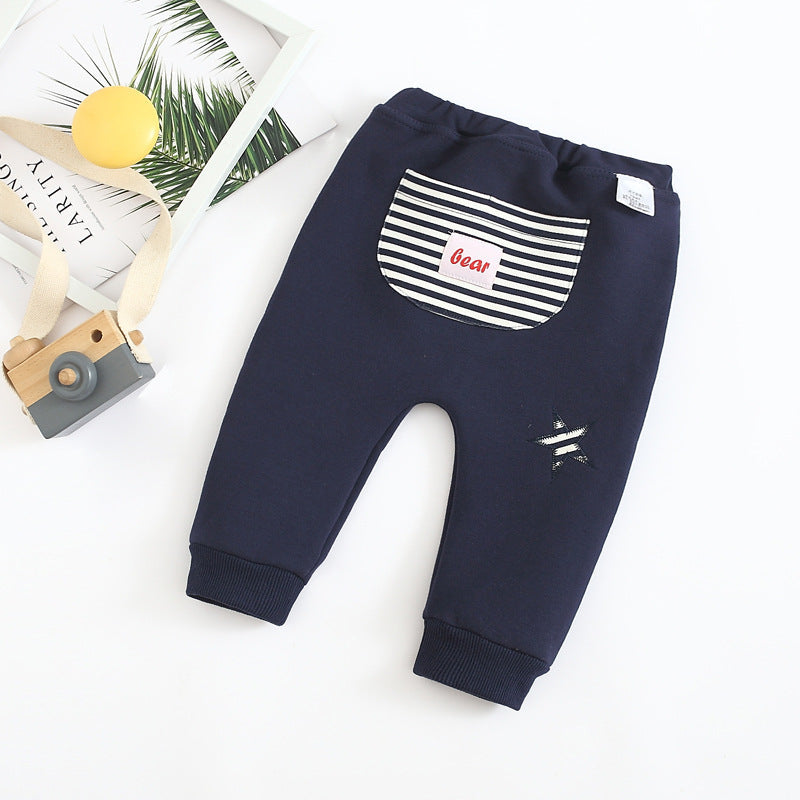 ふんわりやさしいはき心地で冬のおでかけが快適 ベビー・子どもPPロングパンツ カートゥーン刺繍 コットン95% 80–100cm Lumisei Prime