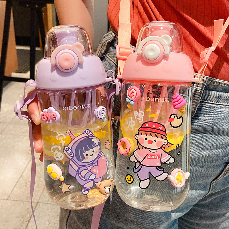 ストラップ付きポータブルウォーターボトル670ml