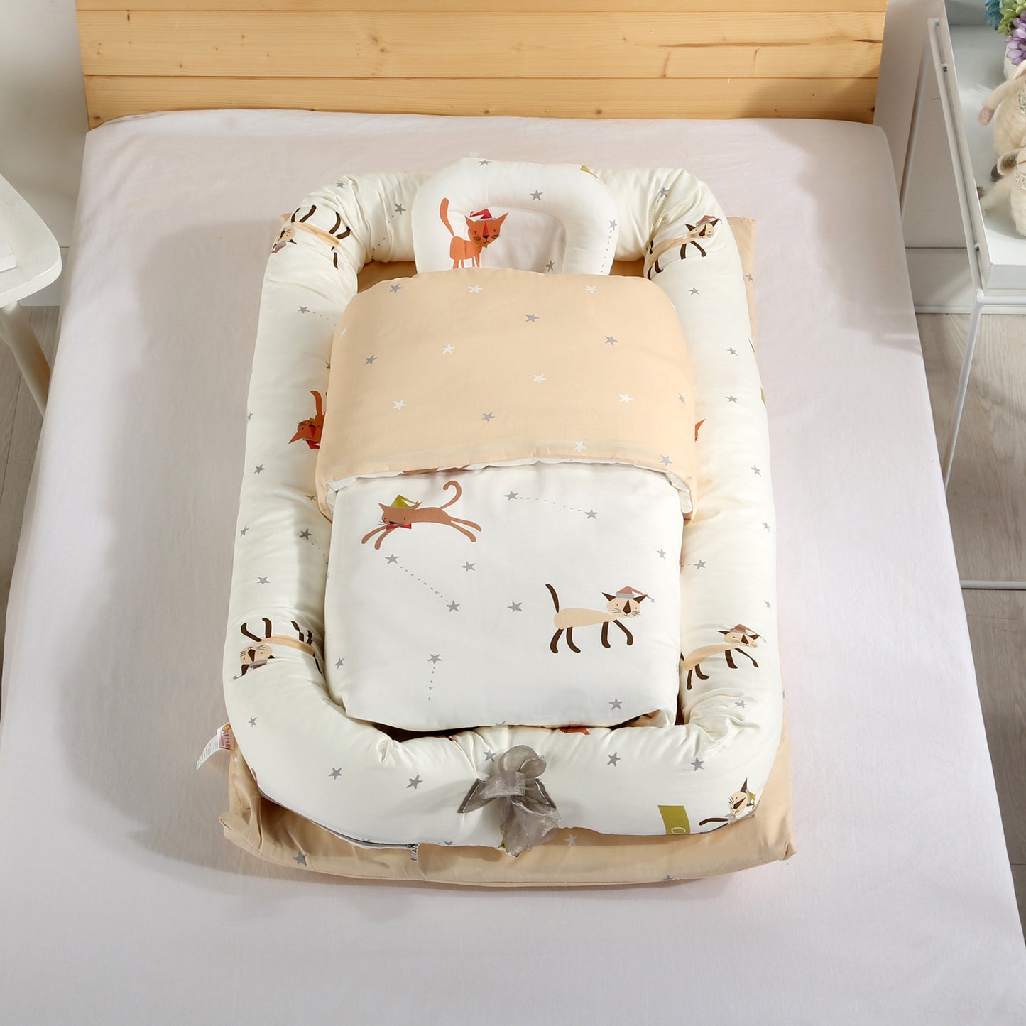 コットン 折りたたみベビーネスト|取り外し洗える 55×95cm 2・3点セット