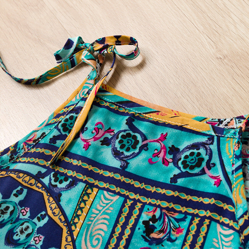 涼やかコーデが一瞬で完成する 女の子キャミソールトップ&ショートパンツ&ハット三点セット グリーン コットン素材 100〜140cm