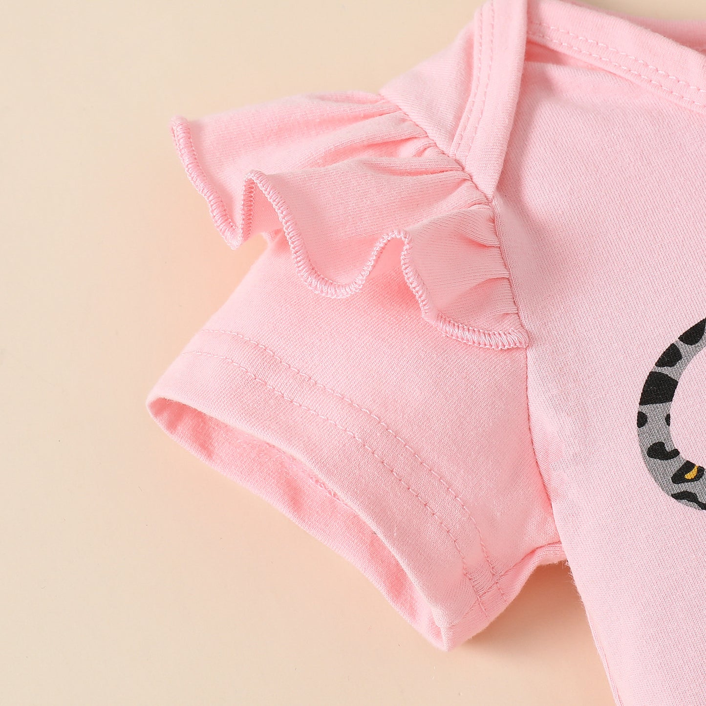 夏のおめかしが一瞬で決まる 女の子ロンパース&ベルボトムパンツ&ヘアバンド三点セット レオパード柄リボンデザイン コットン 70~100cm