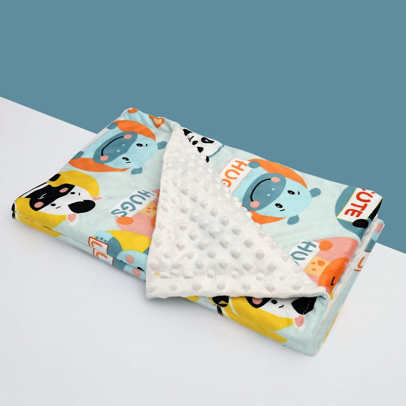 フランネル×フォームフリース ベビーブランケット どうぶつえん柄のにぎやかプリント(お昼寝)