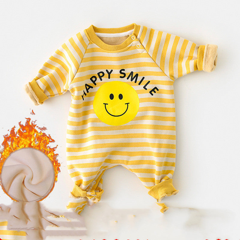 厚手裏起毛バナナ柄ベビーロンパース正面