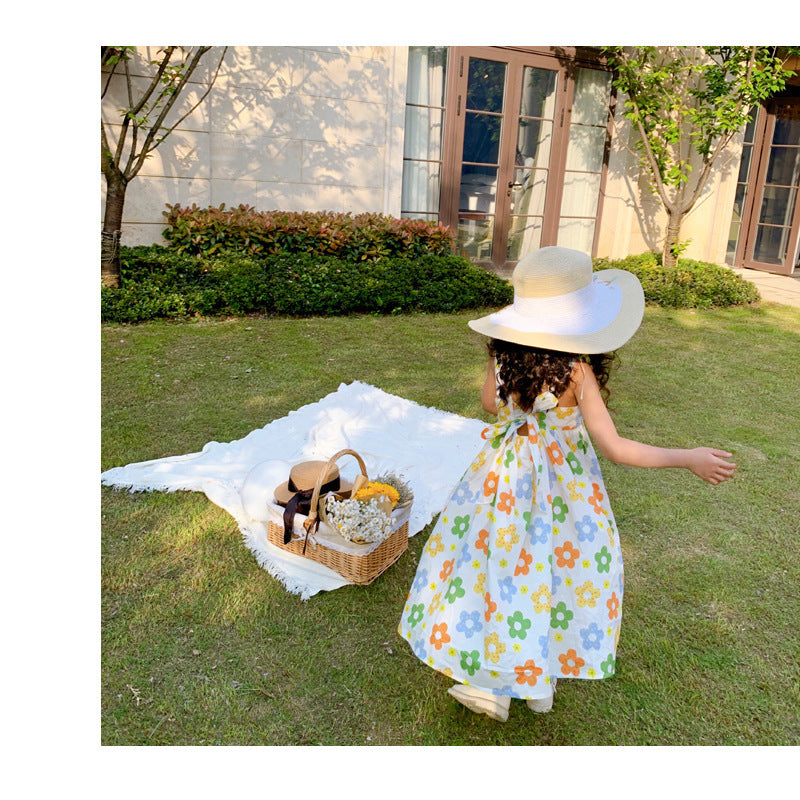 カラフル花柄で夏のおでかけが軽やかに決まる 女の子ノースリーブワンピース コットン 100~130cm