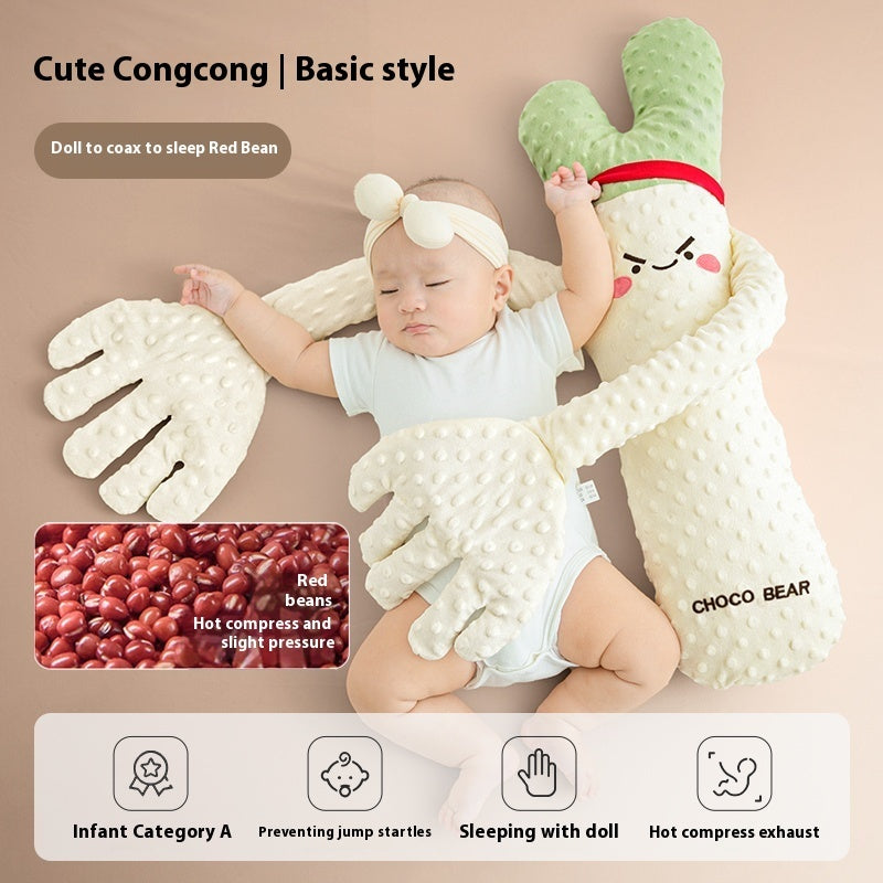 寝室インテリアに馴染む小麦パーム風ベビークッションの設置イメージ