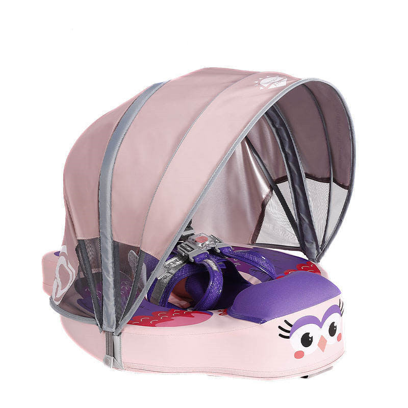 インフレータブル不要 ベビー脇下スイムリング シェード付き2WAYベビーブイ 防水仕様 ブルー・ピンク