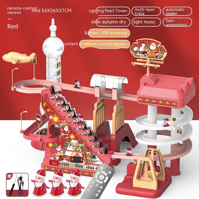 子どもの手元近くに置かれたサンタ電動トラックおもちゃのイメージ