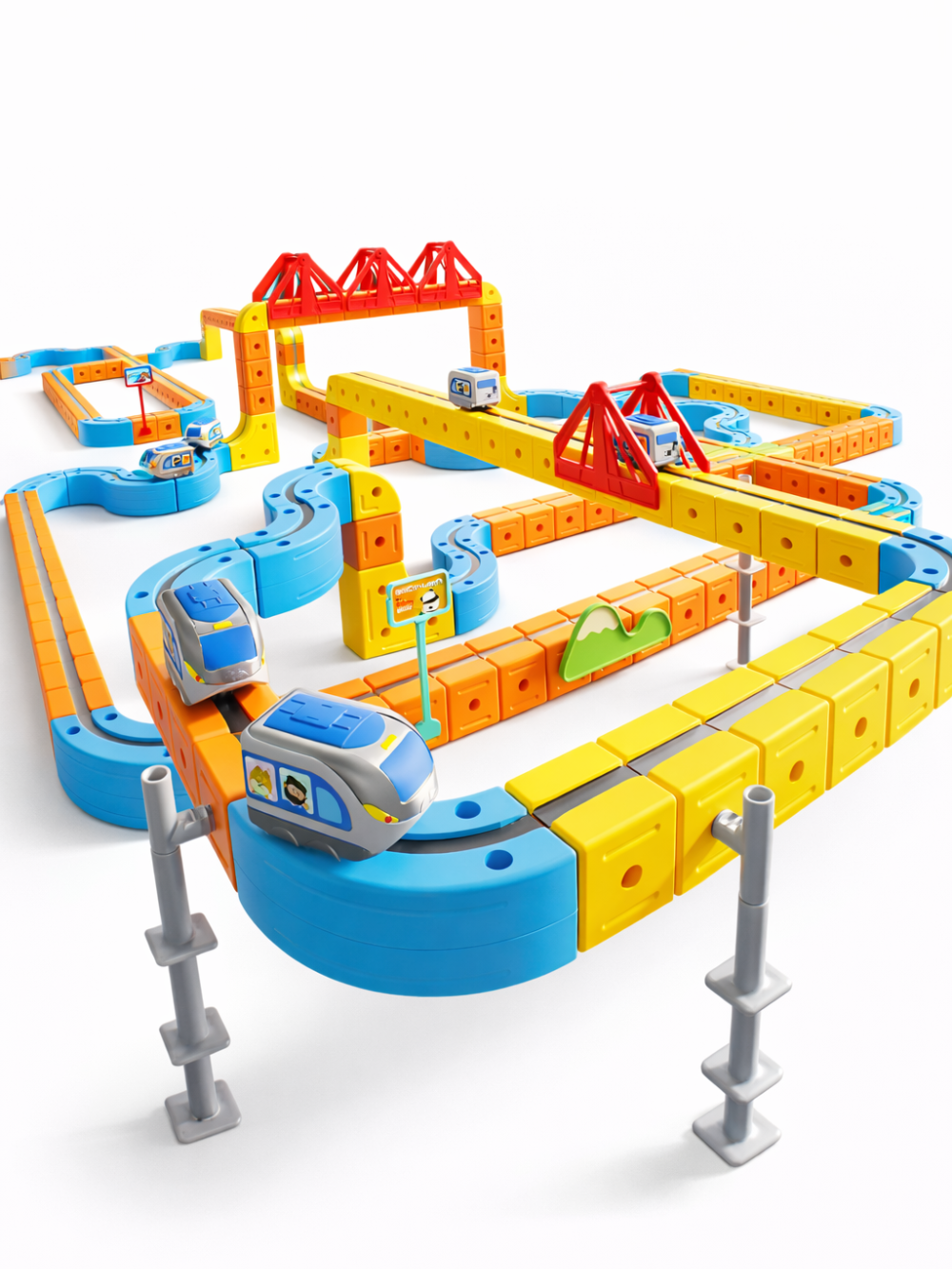 電動マグネット式ハイスピードレールトラック|壁・天井OKの3D組み立て知育セット(65〜160ピース)