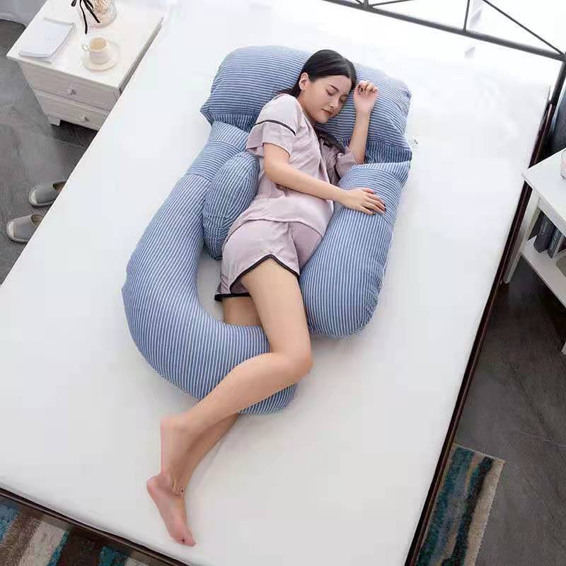 妊娠中の横向き寝を快適にする ママ&妊娠 G字型マタニティ抱き枕 腹部・腰サポート 純綿カバー