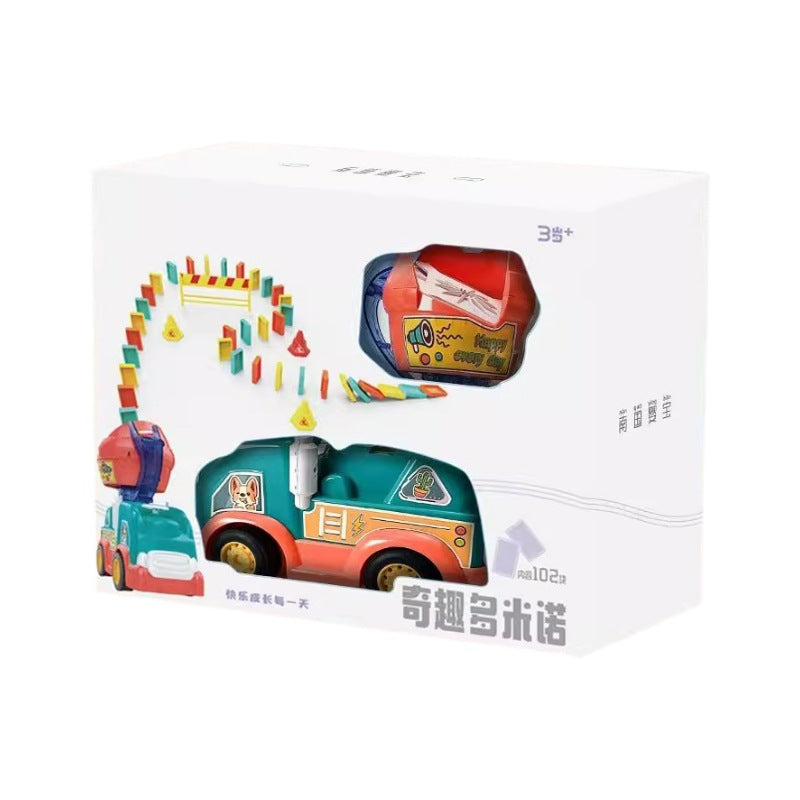 電動ドミノ配列カーとドミノ102個入りギフト箱パッケージ