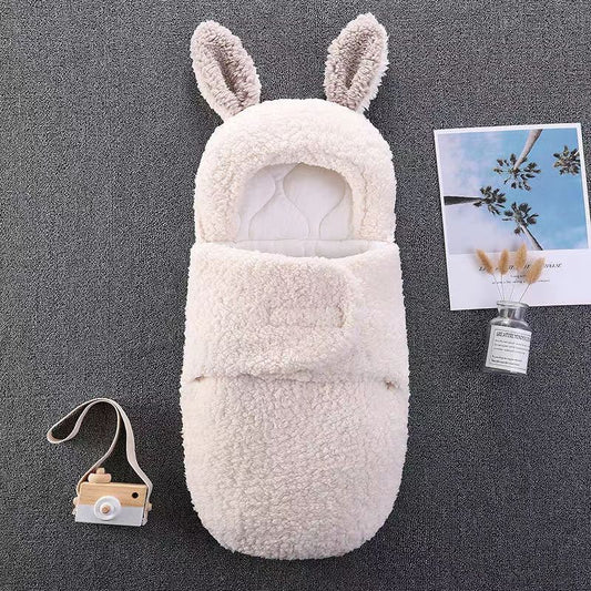 ベビーうさ耳スワドル寝袋(秋冬・厚手・二重使い) | Newborn Bunny-Ear Swaddle Sleeping Bag (Autumn/Winter, Thick, Dual-Use)