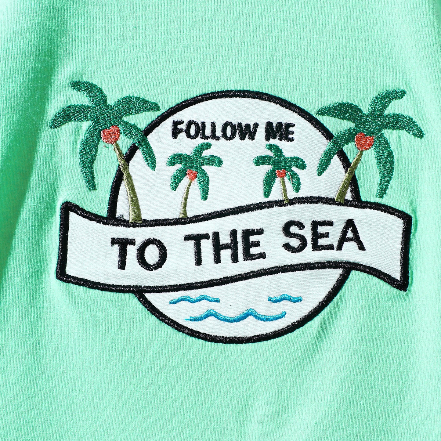 爽やかビーチ気分で動きやすい 男の子半袖Tシャツ&ショートパンツセット ヤシの木刺繍 コットン 6-12ヶ月~3-4歳