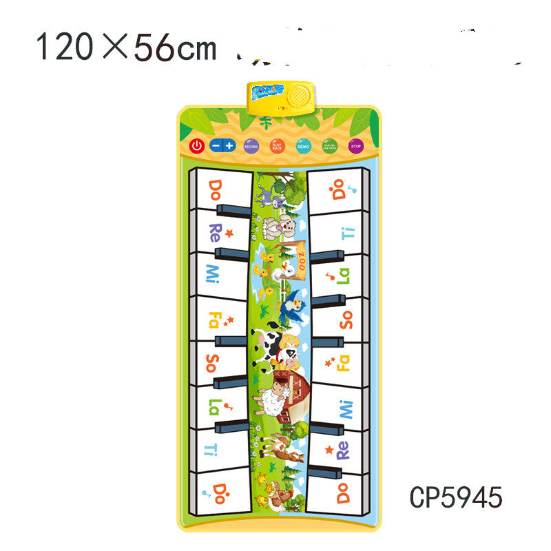 120×56cmの縦長音楽マット 図柄が並ぶカラフル知育プレイマット(CP5945)