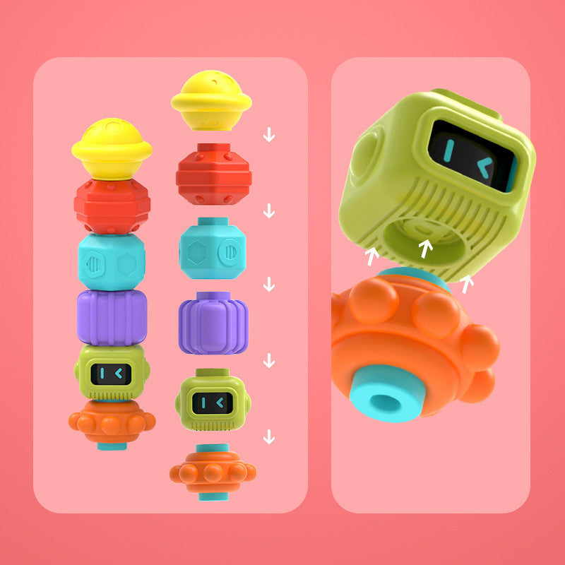 感覚キューブで使うにぎにぎパーツと積み上げパーツの内容イメージ