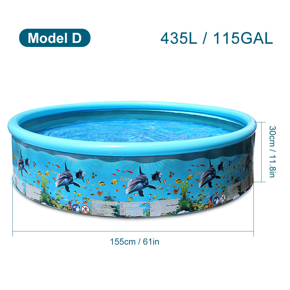 折りたたみ式 ハードキッズプール アクアリウム柄 PVC ブルー 297L・454L・280L・435L(屋外水あそび用)