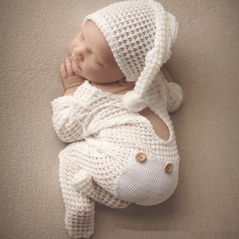 新生児フォト用ニットロンパース|スパンデックス素材・伸縮性抜群・柔らかタッチ・男女兼用 | Newborn Photography Knit Romper | Soft Stretch Spandex Fabric, Gentle Touch, Unisex