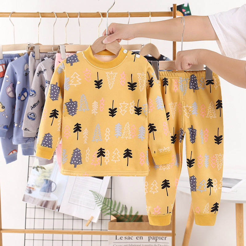 キッズ裏起毛コットン上下セット 長袖トップス&ロングパンツ 極暖・ふんわり厚手 100–130cm | Children Plus-Velvet Cotton Warm Clothing Set Long Trousers 100–130cm Lumisei Prime