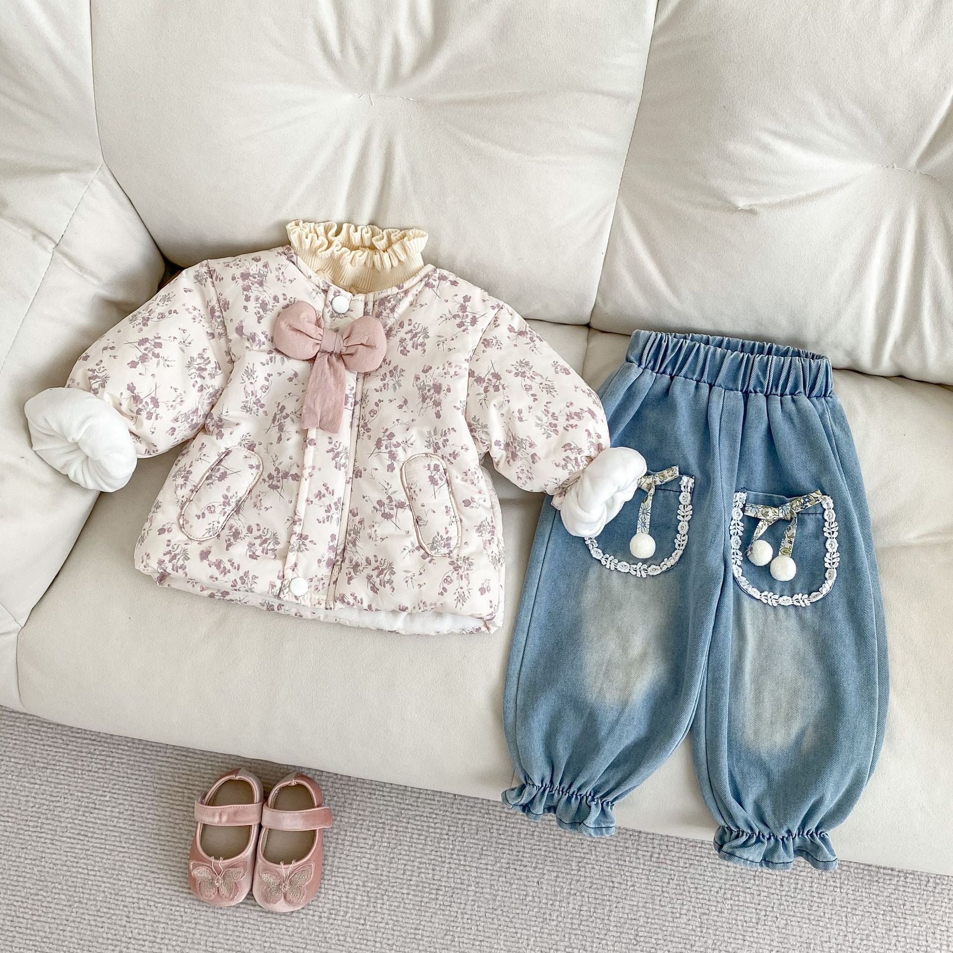 冬用厚手ベビージャケット アプリコットカラー