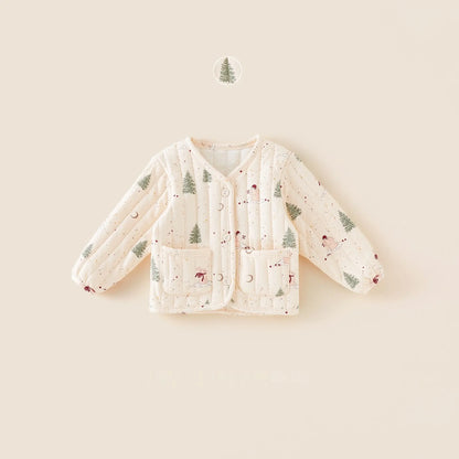 フォレストモチーフが描かれたボヘミアンテイストの子どもアウターの全体シルエット画像
