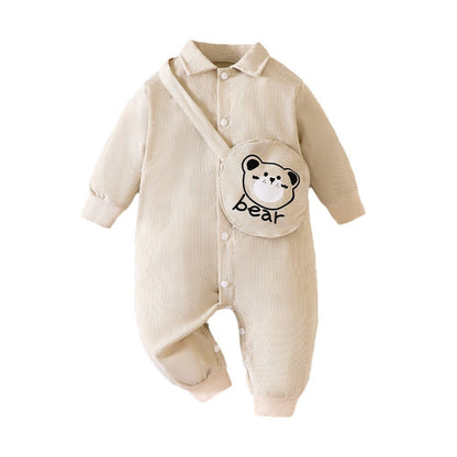 アプリコットのベビーカバーオール 襟付きデザインの全体イメージ
