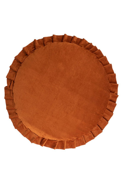シナモンカラーの円形ラウンドベビープレイマット 直径約100cm フリル付き コットン素材
