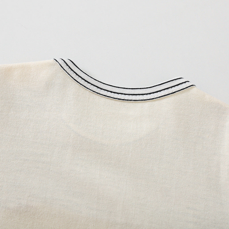 さらっと涼しい 子ども半袖ロンパース くまプリント コットン薄手 韓国風デザイン 66・73・80・90cm