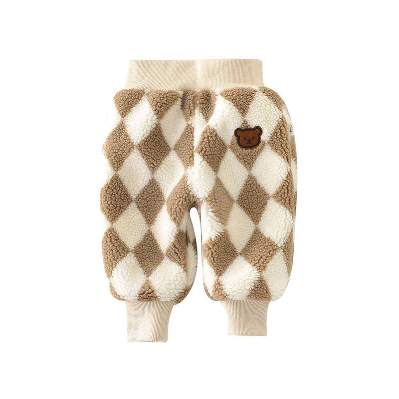 裏起毛コットン子ども羊羔風フリースパンツ 秋冬防寒やわらかスウェット長ズボン 男女兼用ルームウェア | Baby Fleece Cotton Warm Pants Winter Soft Trousers Lumisei Prime