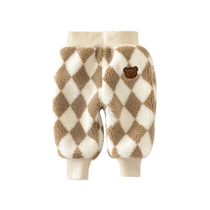 裏起毛コットン子ども羊羔風フリースパンツ 秋冬防寒やわらかスウェット長ズボン 男女兼用ルームウェア | Baby Fleece Cotton Warm Pants Winter Soft Trousers Lumisei Prime