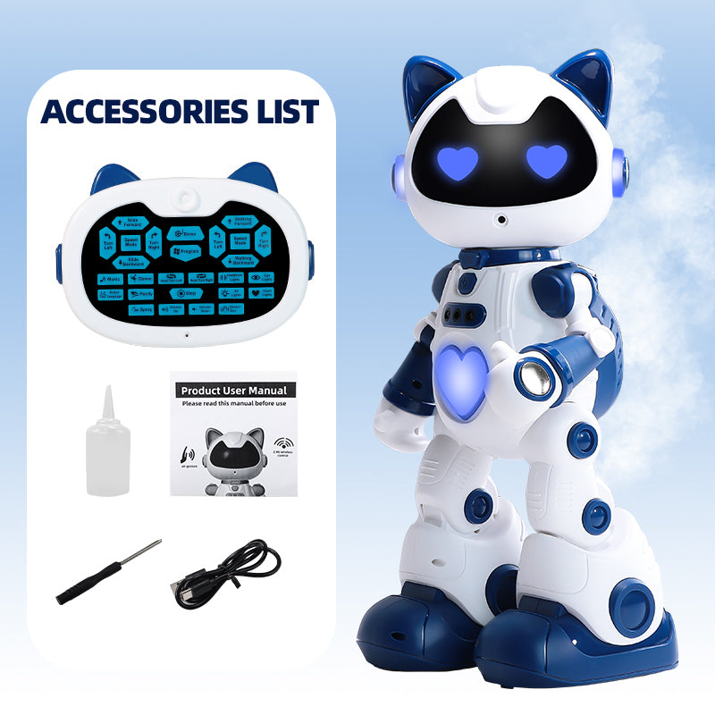 USBケーブルと一緒に並んだ知育ロボットセット内容
