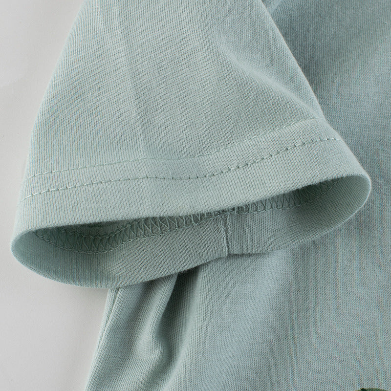 やわらか仕上げで快適に遊べる 子ども半袖Tシャツ ワニ立体アップリケ コットン クルーネック 90~140cm