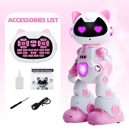 ピンクカラーのインテリジェントロボットトイ正面写真
