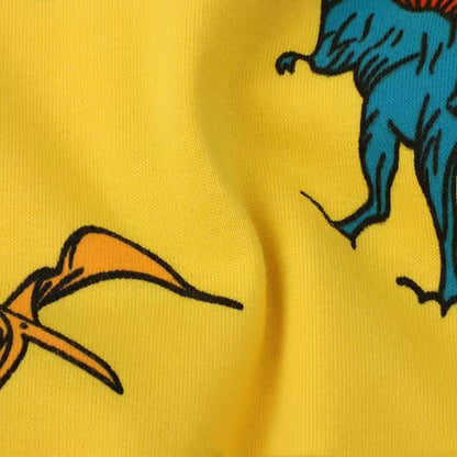 元気に遊べるやさしい肌ざわり 子ども長袖トレーナー カートゥーン恐竜プリント コットン 90〜140cm