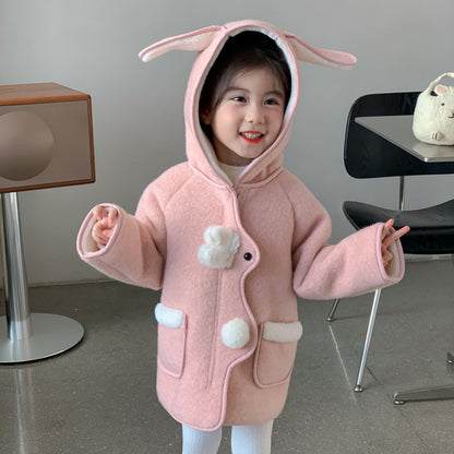 女の子用冬フェイクファーコート正面写真
