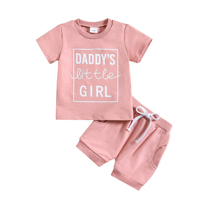 さらっと涼しい毎日コーデが決まる 子どもレタープリントTシャツ＆ショートパンツ上下セット コットン素材 薄手 0歳〜3歳