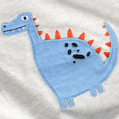 元気に遊べるやわらかコットンで春秋に活躍 男の子長袖トレーナー 恐竜カートゥーンワッペン 欧米風 プルオーバー 90〜140cm