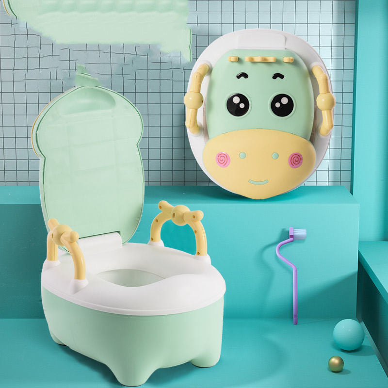 安心してトイトレが進む かわいい動物デザイン ベビーおまる 子ども用トイレチェア PP素材 フタ付き・ハンドル付き クッションタイプ選べる（ブラシ付き）