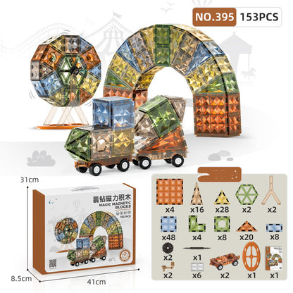 マグネットブロックで作られたトラック型の立体モデル
