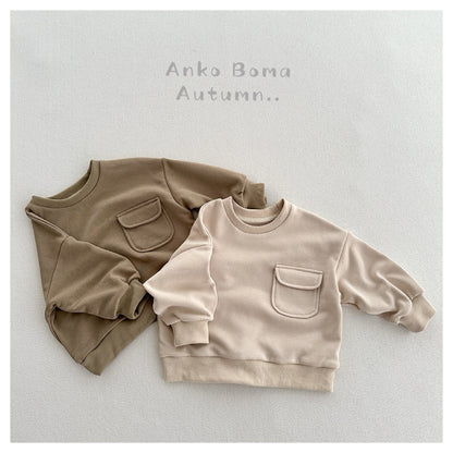 胸ポケット付きコットントレーナー
