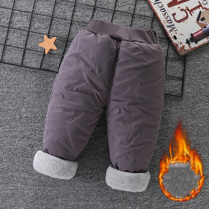 アニマルプリント入り冬ベビーボトムス
