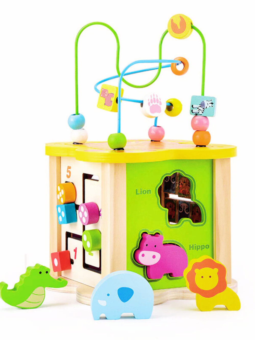 花型動物丸ビーズ 木製知育玩具の全体イメージ
