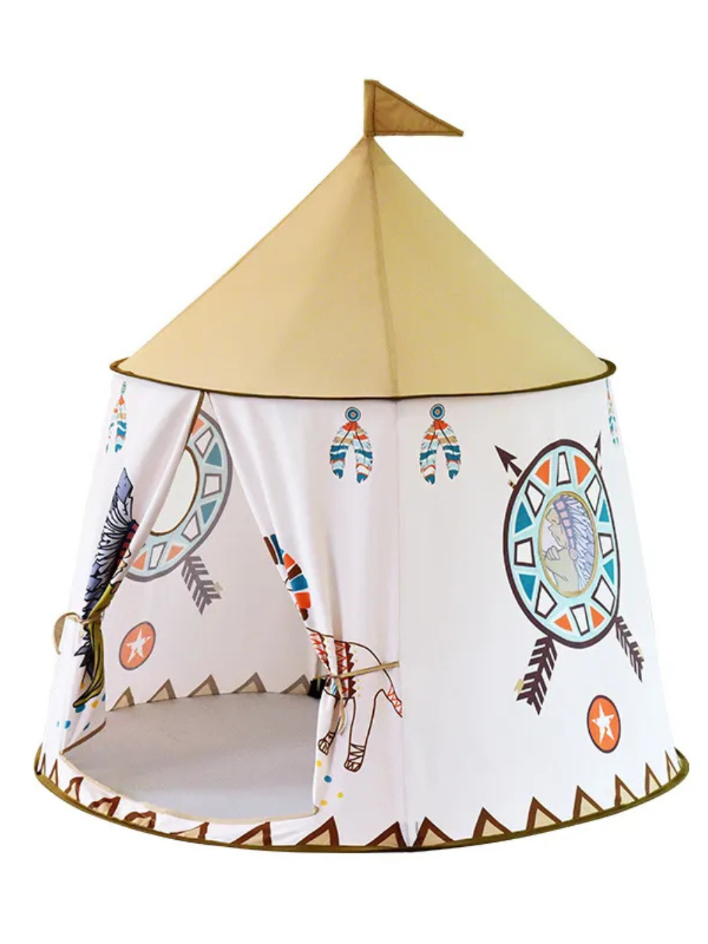 ホワイト リトルライオン 室内キッズテント ティピー型 正面イメージ
