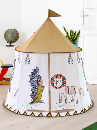 ホワイト リトルライオン ティピー型キッズテント 室内設置イメージ
