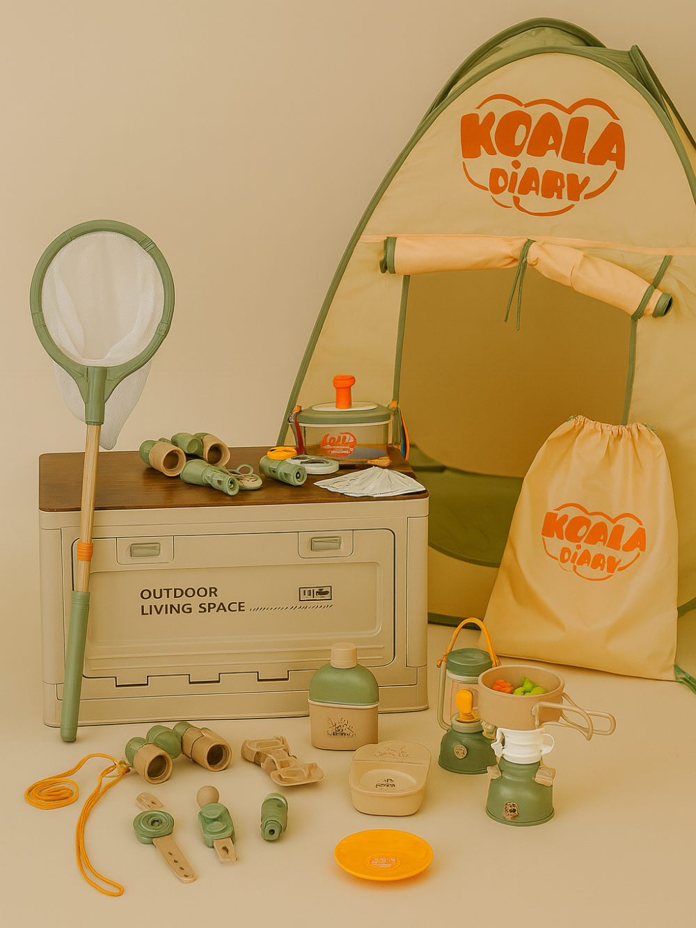コアラキャンプごっこ テント設置イメージ 道具一式 室内インドアプレイ

