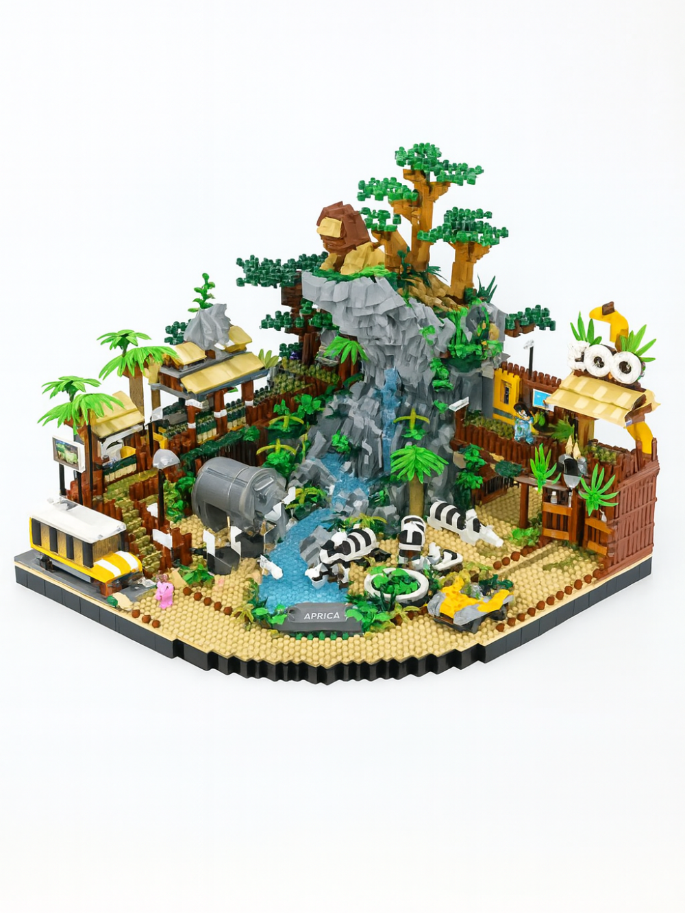 動物園デザートパーク ダイヤブロック完成イメージ 白背景 ジオラマ全体
